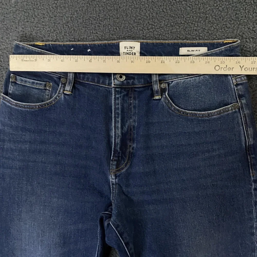 Flint And Tinder Jeans Mens 32x30 Slim Fit Tapered Stretch Denim Medium Wash